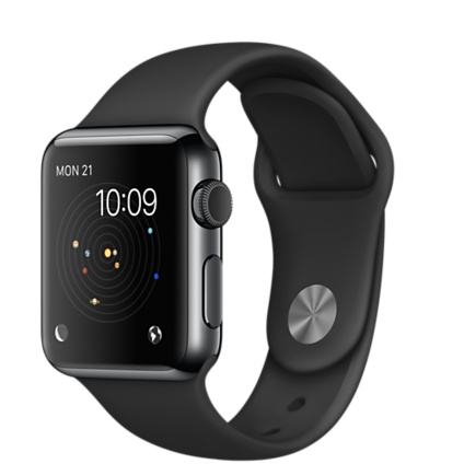 Apple Watch Series 1 38mm Space Black Stainless Steel Case with Black Sport Band (MLCK2)